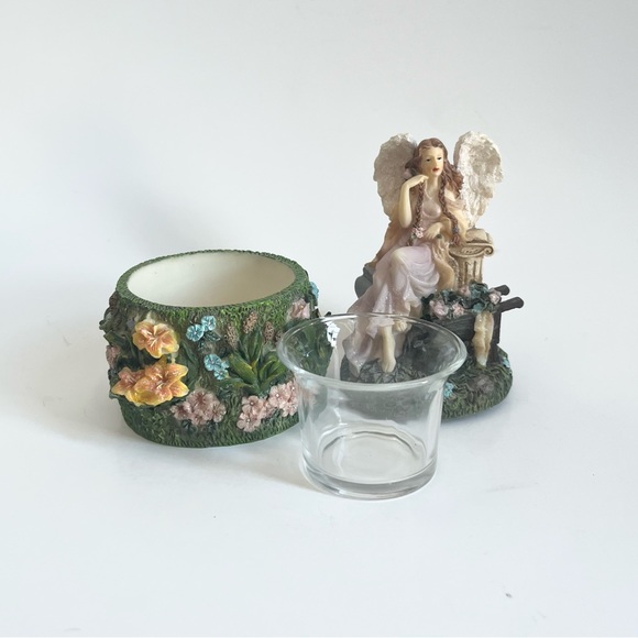 Young’s Spring Garden Angel Trinket Box Candle Holder Figurine - Picture 6 of 8